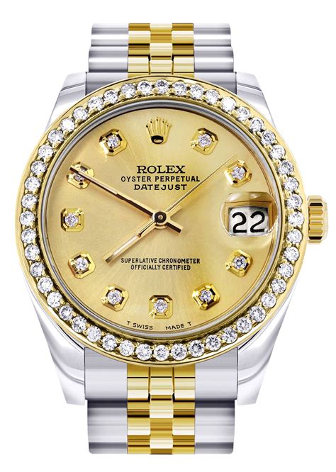 rolex oyster gold diamond|Rolex 31mm diamond bezel.